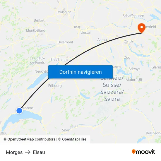 Morges to Elsau map