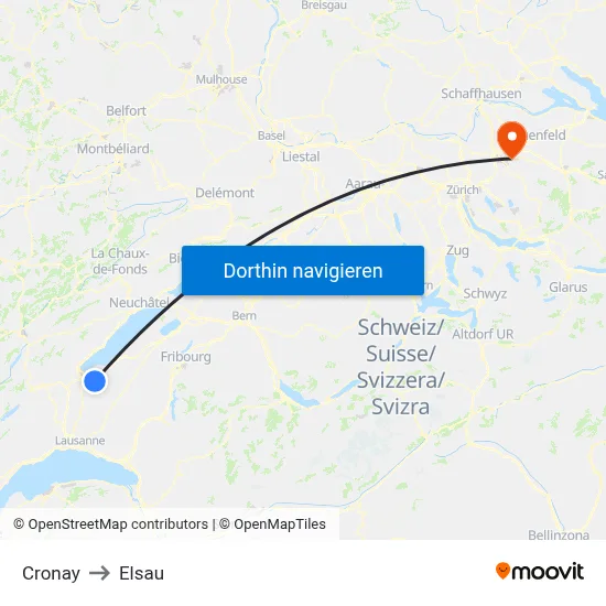 Cronay to Elsau map