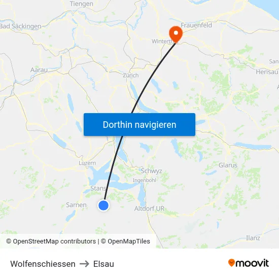 Wolfenschiessen to Elsau map