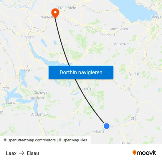 Laax to Elsau map
