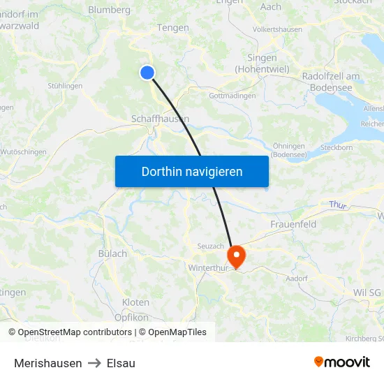 Merishausen to Elsau map