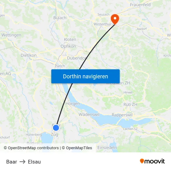 Baar to Elsau map
