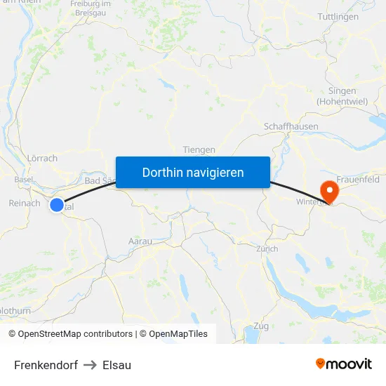 Frenkendorf to Elsau map
