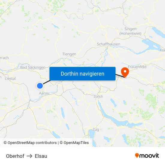 Oberhof to Elsau map