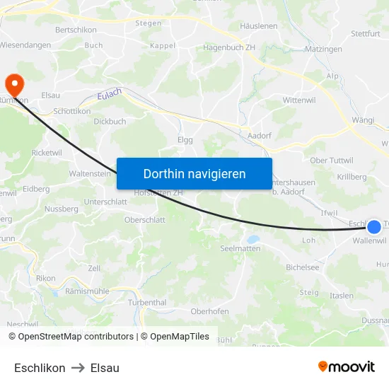 Eschlikon to Elsau map