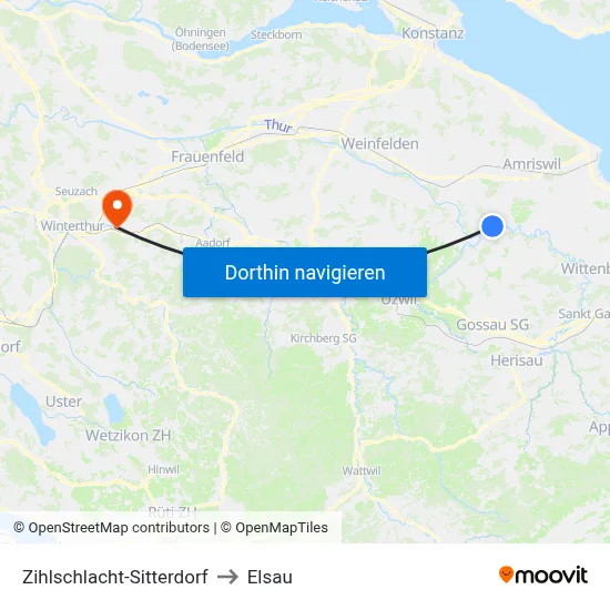 Zihlschlacht-Sitterdorf to Elsau map