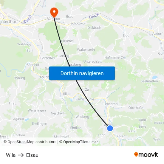 Wila to Elsau map