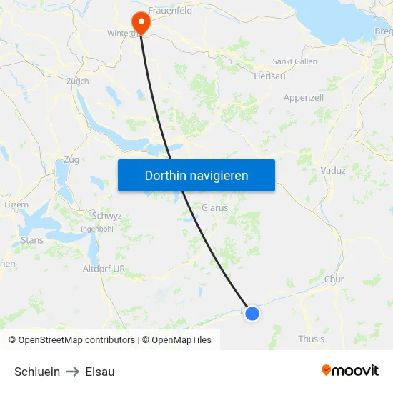 Schluein to Elsau map
