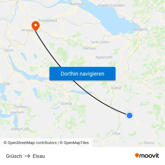 Grüsch to Elsau map