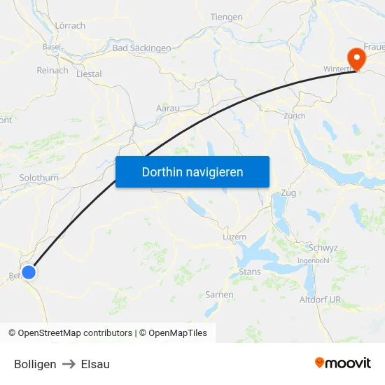 Bolligen to Elsau map