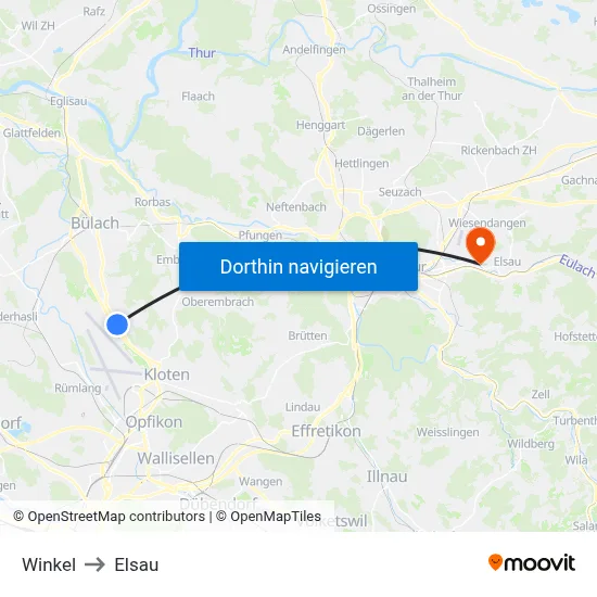 Winkel to Elsau map