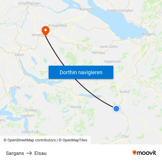 Sargans to Elsau map
