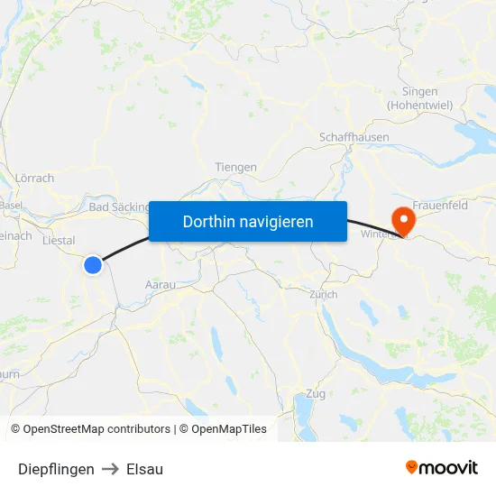Diepflingen to Elsau map