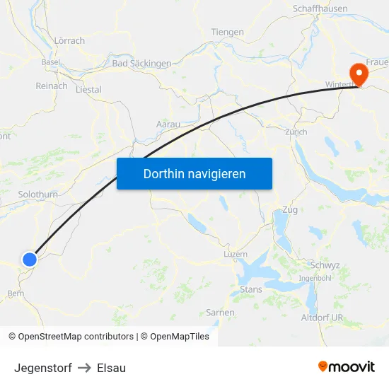 Jegenstorf to Elsau map