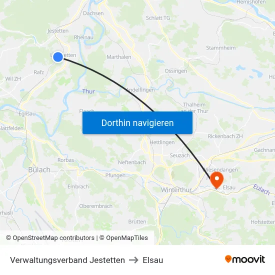 Verwaltungsverband Jestetten to Elsau map