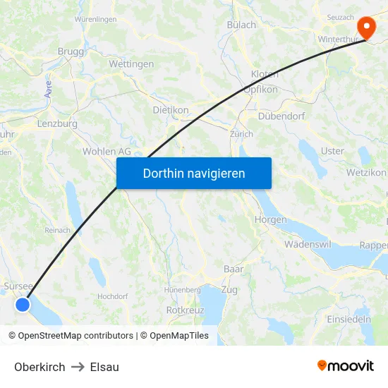 Oberkirch to Elsau map