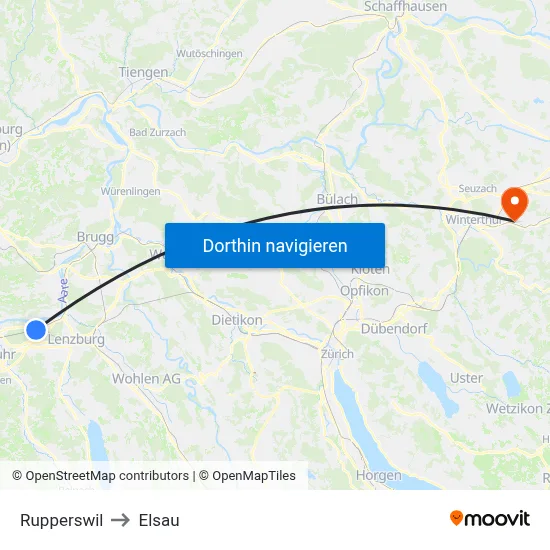 Rupperswil to Elsau map