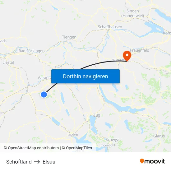 Schöftland to Elsau map