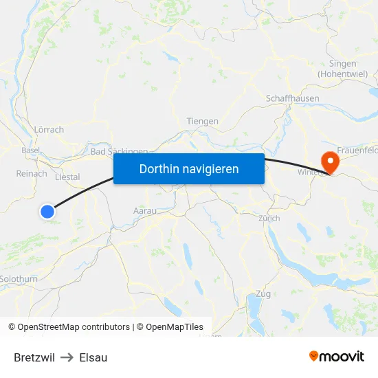 Bretzwil to Elsau map