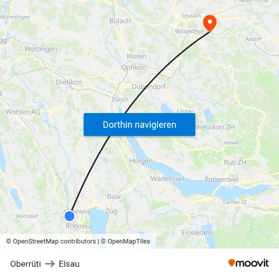Oberrüti to Elsau map