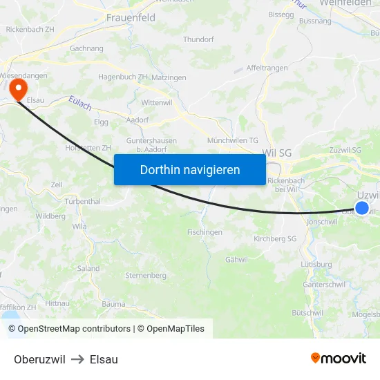 Oberuzwil to Elsau map