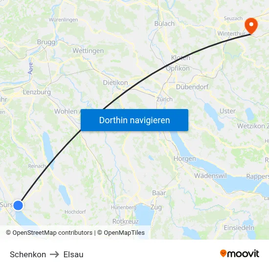 Schenkon to Elsau map