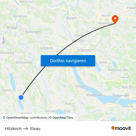 Hitzkirch to Elsau map