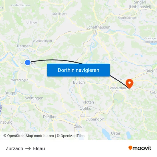 Zurzach to Elsau map