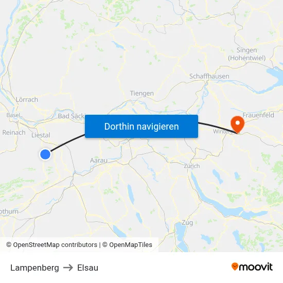 Lampenberg to Elsau map