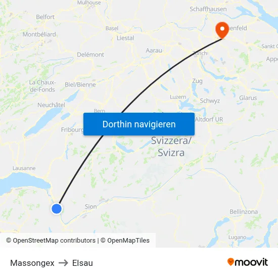 Massongex to Elsau map