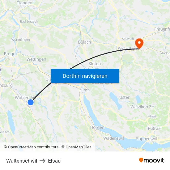 Waltenschwil to Elsau map