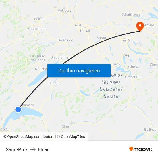 Saint-Prex to Elsau map