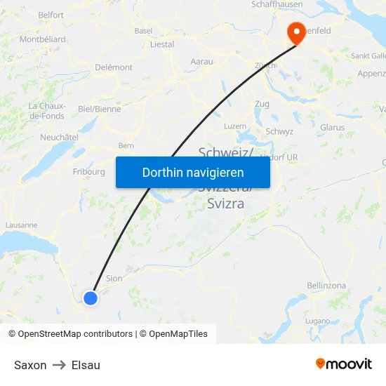 Saxon to Elsau map