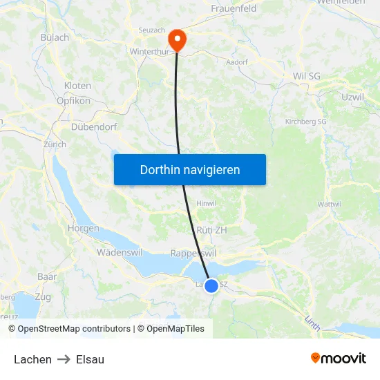 Lachen to Elsau map