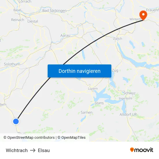 Wichtrach to Elsau map