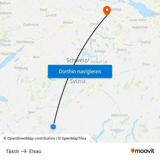 Täsch to Elsau map