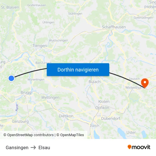 Gansingen to Elsau map