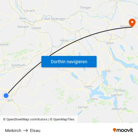 Meikirch to Elsau map