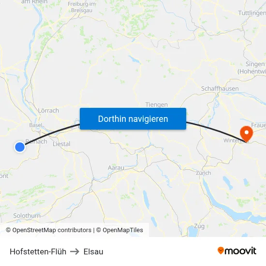 Hofstetten-Flüh to Elsau map