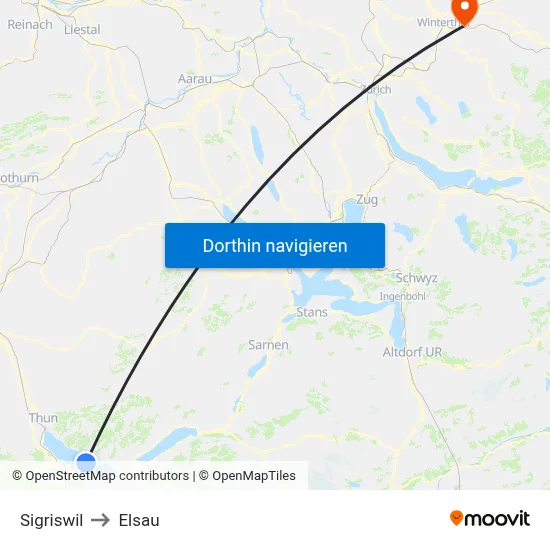 Sigriswil to Elsau map