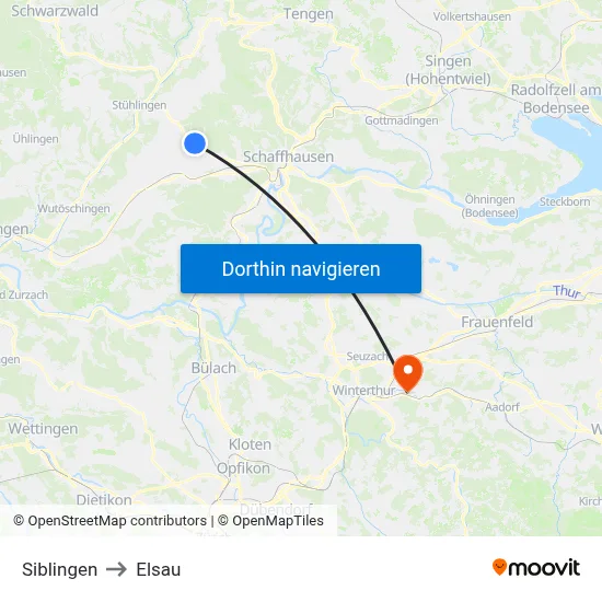Siblingen to Elsau map