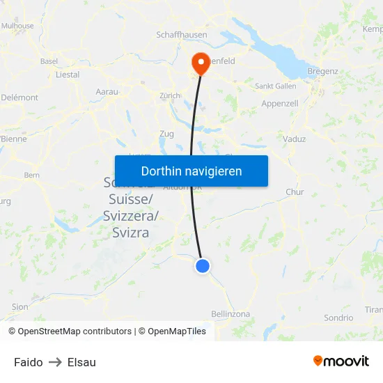 Faido to Elsau map