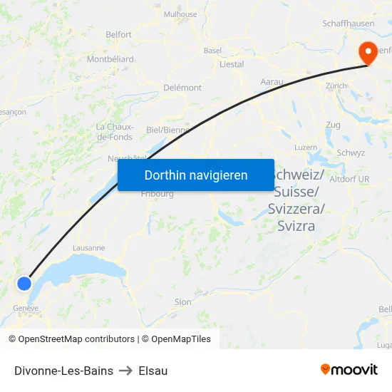 Divonne-Les-Bains to Elsau map