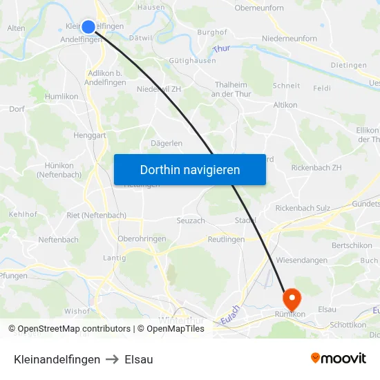 Kleinandelfingen to Elsau map