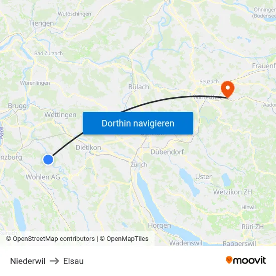 Niederwil to Elsau map