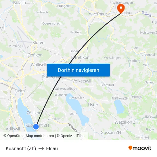 Küsnacht (Zh) to Elsau map