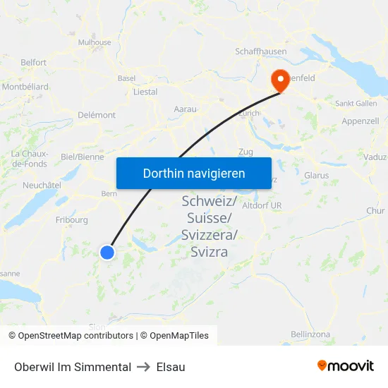 Oberwil Im Simmental to Elsau map