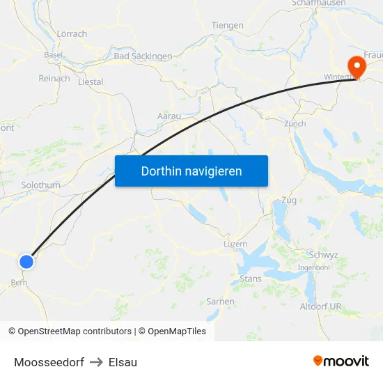 Moosseedorf to Elsau map