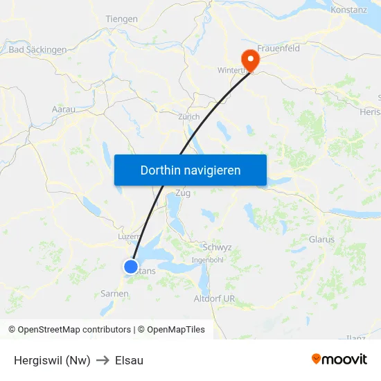 Hergiswil (Nw) to Elsau map