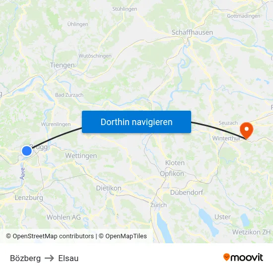 Bözberg to Elsau map